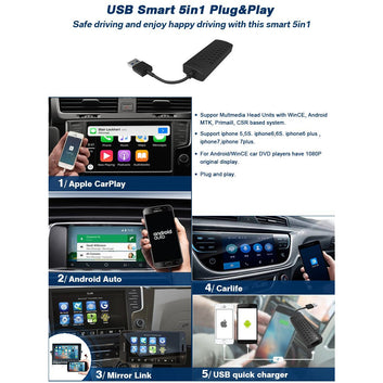 Carplay / AndroidAuto / MirrorLink USB Dongle Plug and Play